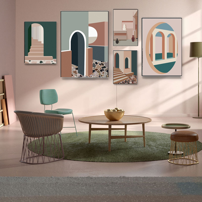 Retro Morandi Building Canvas  - Interior Design And Build review and price