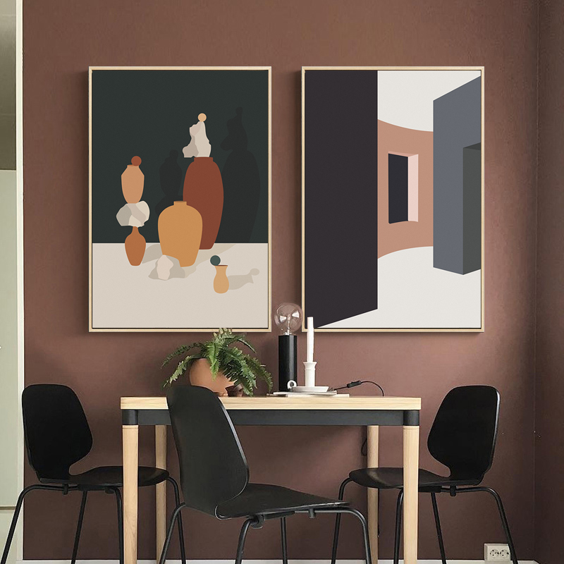 Retro Morandi Building Canvas  - Interior Design And Build review and price